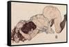 Kneeling Girl, Resting on Both Elbows, 1917-Egon Schiele-Framed Stretched Canvas