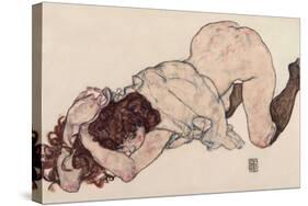 Kneeling Girl, Resting on Both Elbows, 1917-Egon Schiele-Stretched Canvas