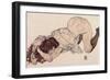 Kneeling Girl, Resting on Both Elbows, 1917-Egon Schiele-Framed Giclee Print