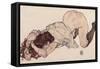 Kneeling Girl, Resting on Both Elbows, 1917-Egon Schiele-Framed Stretched Canvas