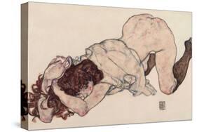 Kneeling Girl, Resting on Both Elbows, 1917-Egon Schiele-Stretched Canvas
