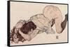 Kneeling Girl, Resting on Both Elbows, 1917-Egon Schiele-Framed Stretched Canvas