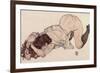 Kneeling Girl, Resting on Both Elbows, 1917-Egon Schiele-Framed Giclee Print