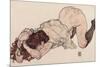 Kneeling Girl, Resting on Both Elbows, 1917-Egon Schiele-Mounted Giclee Print