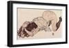 Kneeling Girl, Resting on Both Elbows-Egon Schiele-Framed Giclee Print