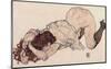 Kneeling Girl, Resting on Both Elbows-Egon Schiele-Mounted Giclee Print