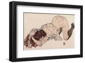 Kneeling Girl, Resting on Both Elbows-Egon Schiele-Framed Art Print