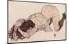 Kneeling Girl, Resting on Both Elbows-Egon Schiele-Mounted Art Print