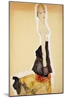 Kneeling Girl with Spanish Skirt; Knieendes Madchenmit Spanischem Rock, 1911-Egon Schiele-Mounted Giclee Print