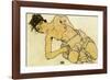 Kneeling Half Naked 2-Egon Schiele-Framed Art Print