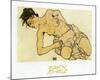 Kneeling Half Naked 2-Egon Schiele-Mounted Art Print