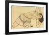 Kneeling Half Naked-Egon Schiele-Framed Art Print