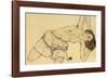 Kneeling Half Naked-Egon Schiele-Framed Art Print