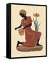 Kneeling Left Weaving Basket - Orange Dress-Judy Mastrangelo-Framed Stretched Canvas