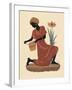 Kneeling Left Weaving Basket - Orange Dress-Judy Mastrangelo-Framed Giclee Print