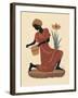 Kneeling Left Weaving Basket - Orange Dress-Judy Mastrangelo-Framed Giclee Print