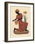 Kneeling Left Weaving Basket - Orange Dress-Judy Mastrangelo-Framed Giclee Print