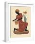 Kneeling Left Weaving Basket - Orange Dress-Judy Mastrangelo-Framed Giclee Print