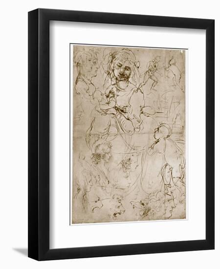 Kneeling Madonna with the Child and St.John, 1478-1480-Leonardo da Vinci-Framed Giclee Print