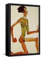 Kneeling Male Nude, in Profile Facing Right, 1910-Egon Schiele-Framed Stretched Canvas