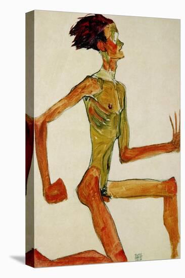 Kneeling Male Nude, in Profile Facing Right, 1910-Egon Schiele-Stretched Canvas