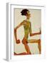 Kneeling Male Nude, in Profile Facing Right, 1910-Egon Schiele-Framed Giclee Print