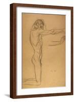 Kneeling Male Nude-Gustav Klimt-Framed Giclee Print