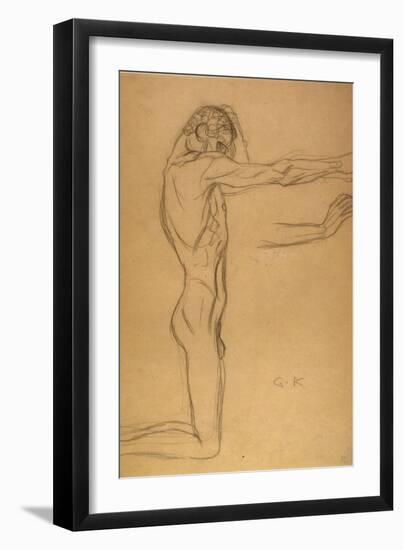 Kneeling Male Nude-Gustav Klimt-Framed Giclee Print