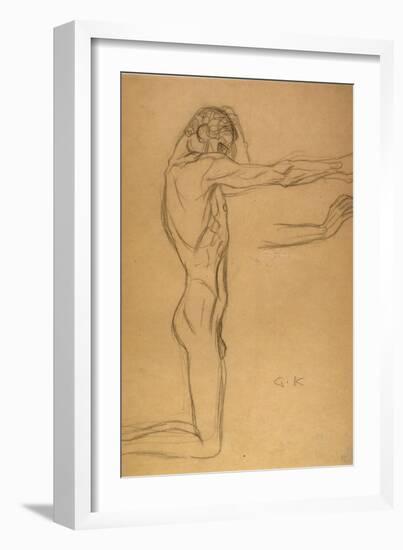 Kneeling Male Nude-Gustav Klimt-Framed Giclee Print