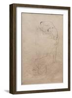 Kneeling Man and Seated Woman Embracing-Gustav Klimt-Framed Giclee Print