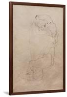 Kneeling Man and Seated Woman Embracing-Gustav Klimt-Framed Giclee Print