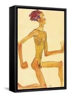 Kneeling Naked Man, in Profile to the Right-Egon Schiele-Framed Stretched Canvas