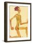 Kneeling Naked Man, in Profile to the Right-Egon Schiele-Framed Giclee Print