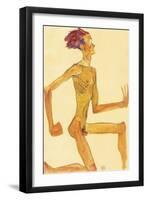 Kneeling Naked Man, in Profile to the Right-Egon Schiele-Framed Giclee Print