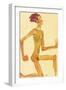 Kneeling Naked Man, in Profile to the Right-Egon Schiele-Framed Giclee Print