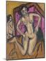 Kneeling Nude in Front of Red Screen, Ca 1911-1912-Ernst Ludwig Kirchner-Mounted Giclee Print