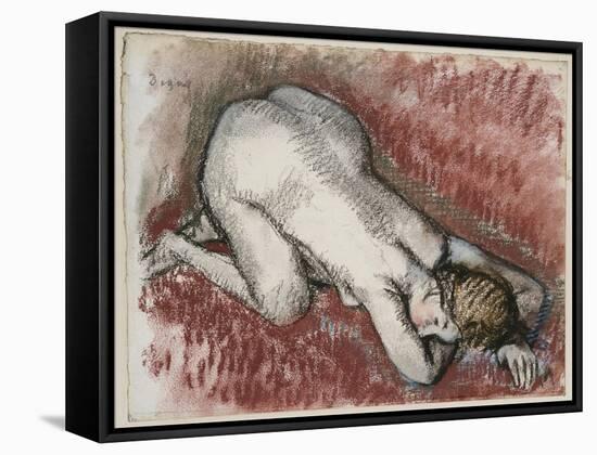 Kneeling Nude Woman, C.1889-95-Edgar Degas-Framed Stretched Canvas
