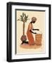 Kneeling Right Weaving Basket - Orange Dress-Judy Mastrangelo-Framed Giclee Print
