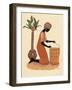 Kneeling Right Weaving Basket - Orange Dress-Judy Mastrangelo-Framed Giclee Print