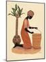 Kneeling Right Weaving Basket - Orange Dress-Judy Mastrangelo-Mounted Giclee Print