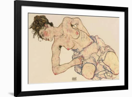 Kneider Weiblicher Halbakt, 1917-Egon Schiele-Framed Giclee Print