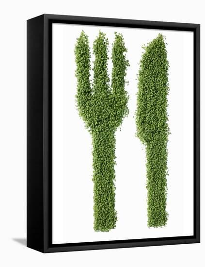 Knife and Fork in Cress-Kröger & Gross-Framed Stretched Canvas