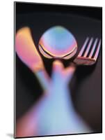 Knife, Fork and Spoon in Red and Blue Light-Vladimir Shulevsky-Mounted Photographic Print