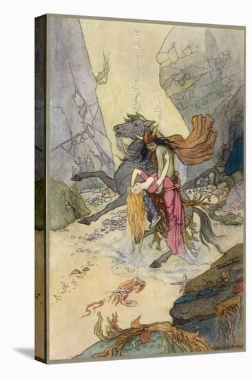 Knight and Maiden at the Bottom of the Sea-Warwick Goble-Stretched Canvas