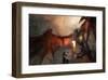 Knight Fighting Fire Dragon-null-Framed Art Print