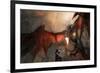 Knight Fighting Fire Dragon-null-Framed Art Print