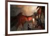 Knight Fighting Fire Dragon-null-Framed Art Print