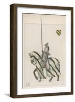 Knight in Battle-Dress with Lance-L. Vallet-Framed Art Print