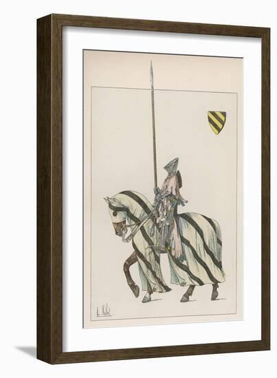 Knight in Battle-Dress with Lance-L. Vallet-Framed Art Print