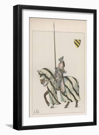 Knight in Battle-Dress with Lance-L. Vallet-Framed Art Print